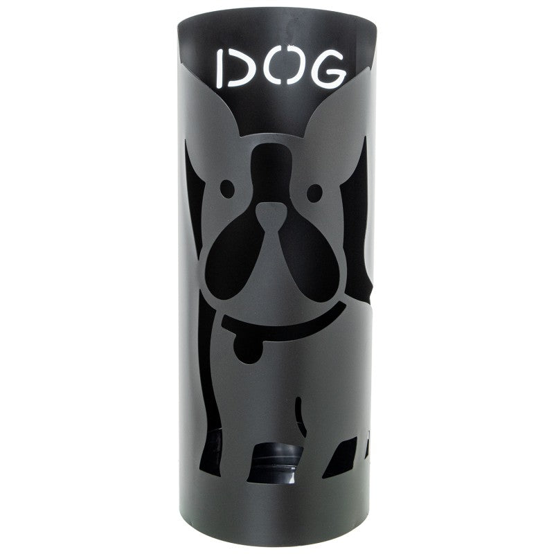 Paraguero Metal Redondo Negro Perro 19x19x49 Cm.