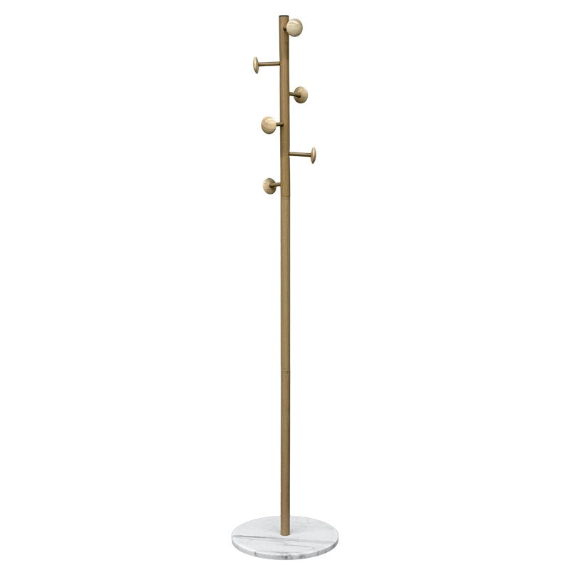 Perchero Metal Acabado Madera Base Mármol Ø36x175cm