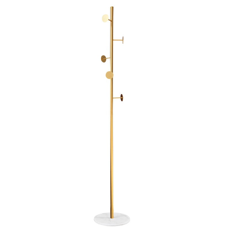 Perchero Metal Acabado Madera Base Marmol 16x29x173cm