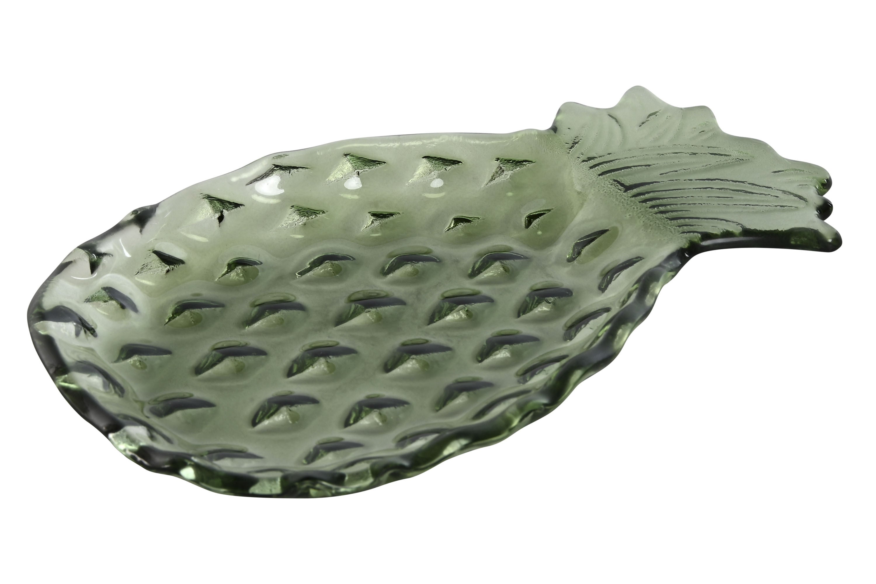 CENTRO MESA CRISTAL 20X15X1,5 PIÑA VERDE
