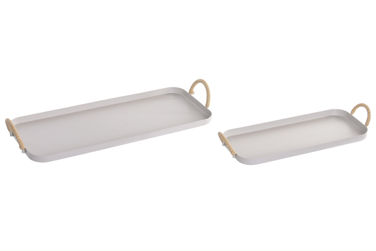 CENTRO MESA SET 2 METAL PE 43X16X6 ASAS CREMA