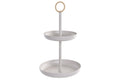 CENTRO MESA METAL PE 43X16X6 2 PISOS CREMA
