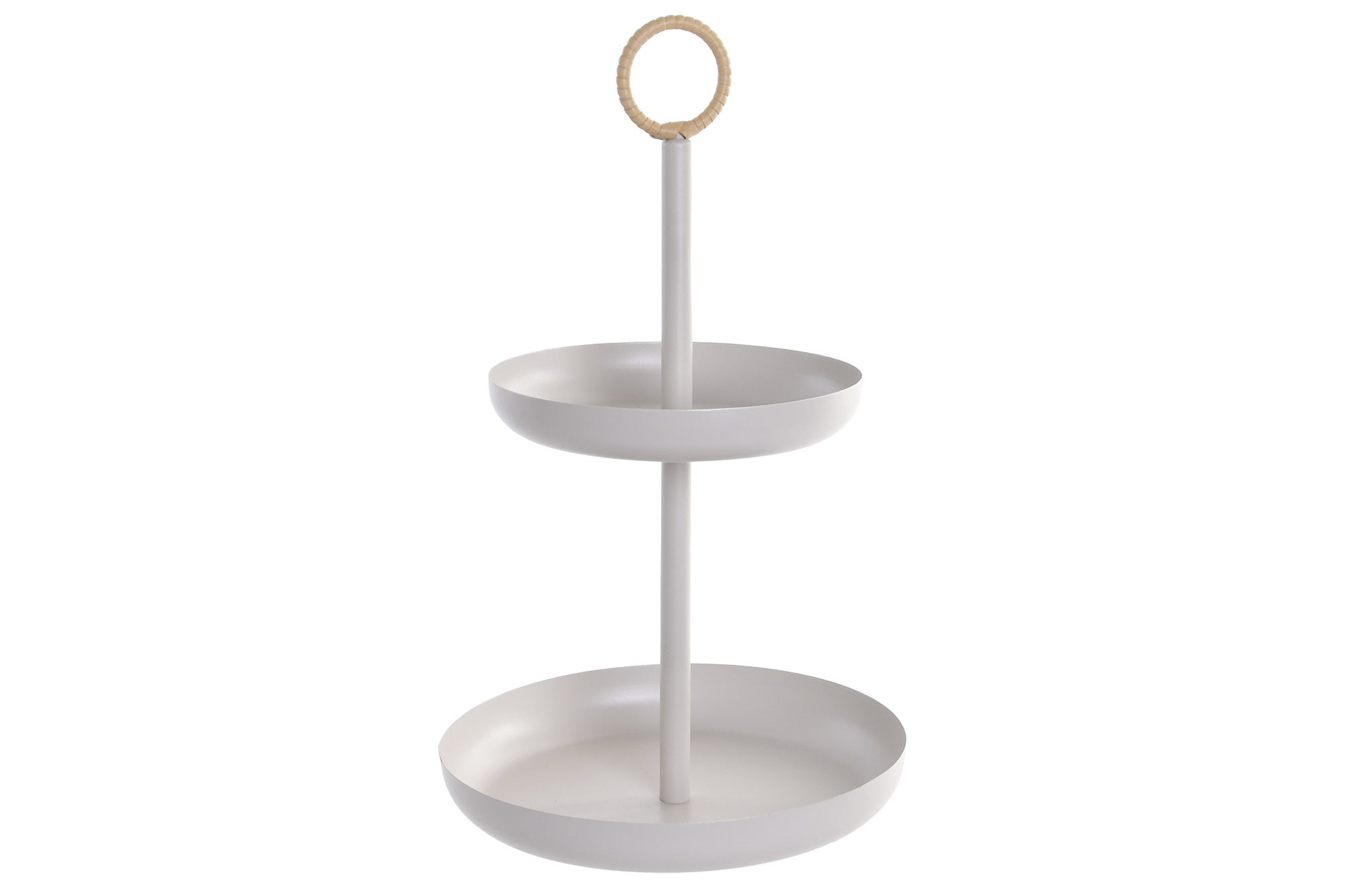 CENTRO MESA METAL PE 43X16X6 2 PISOS CREMA