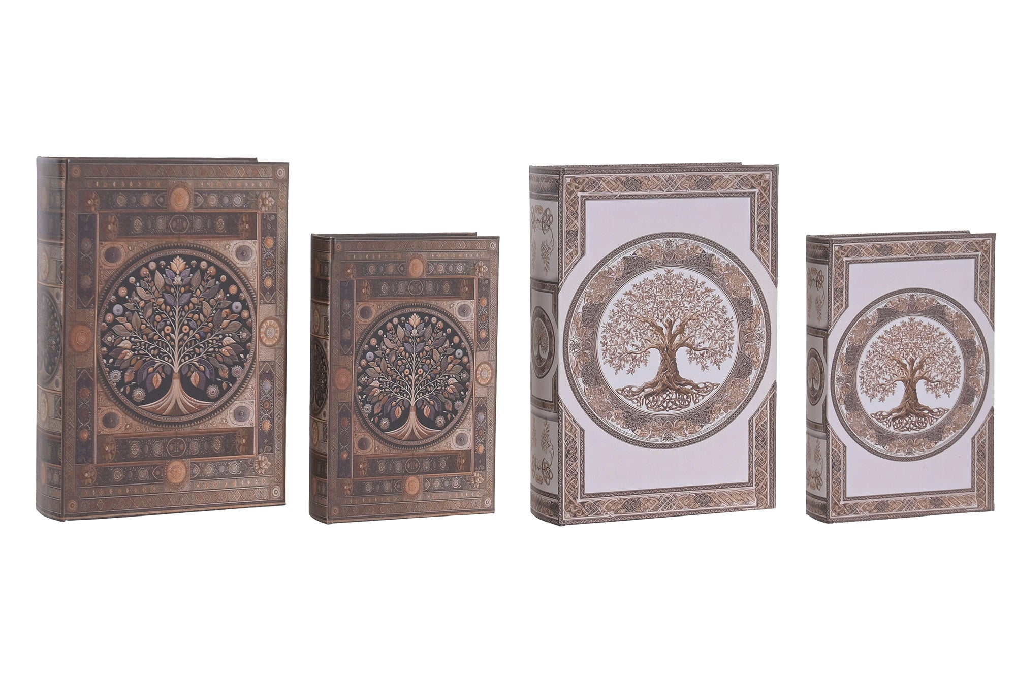 CAJA LIBRO SET 2 PU MDF 21X7X30 ARBOL VIDA 2 SURT.