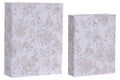 CAJA LIBRO SET 2 LINO MDF 23X7X29 FLORAL TAPIZADO
