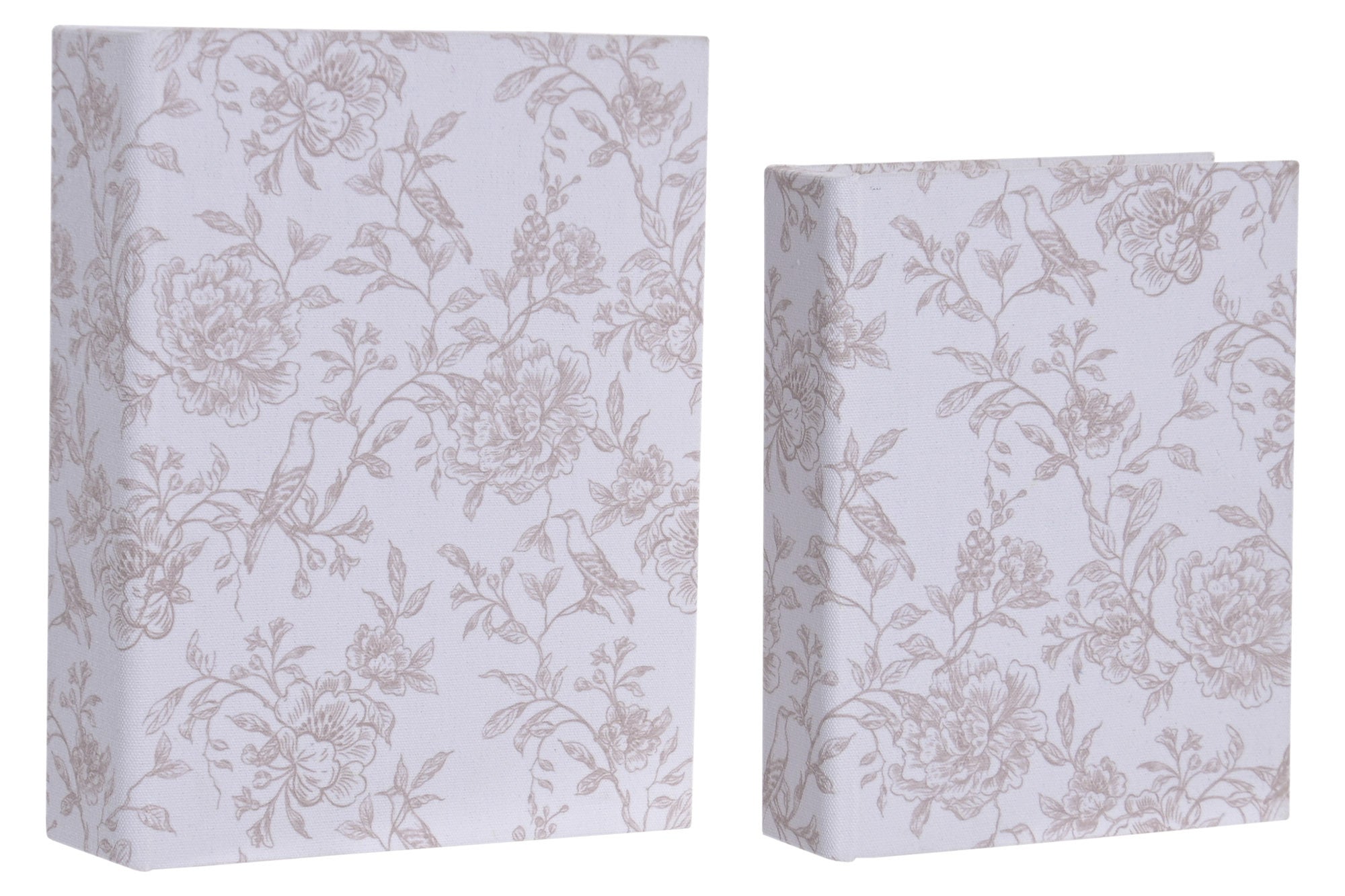 CAJA LIBRO SET 2 LINO MDF 23X7X29 FLORAL TAPIZADO