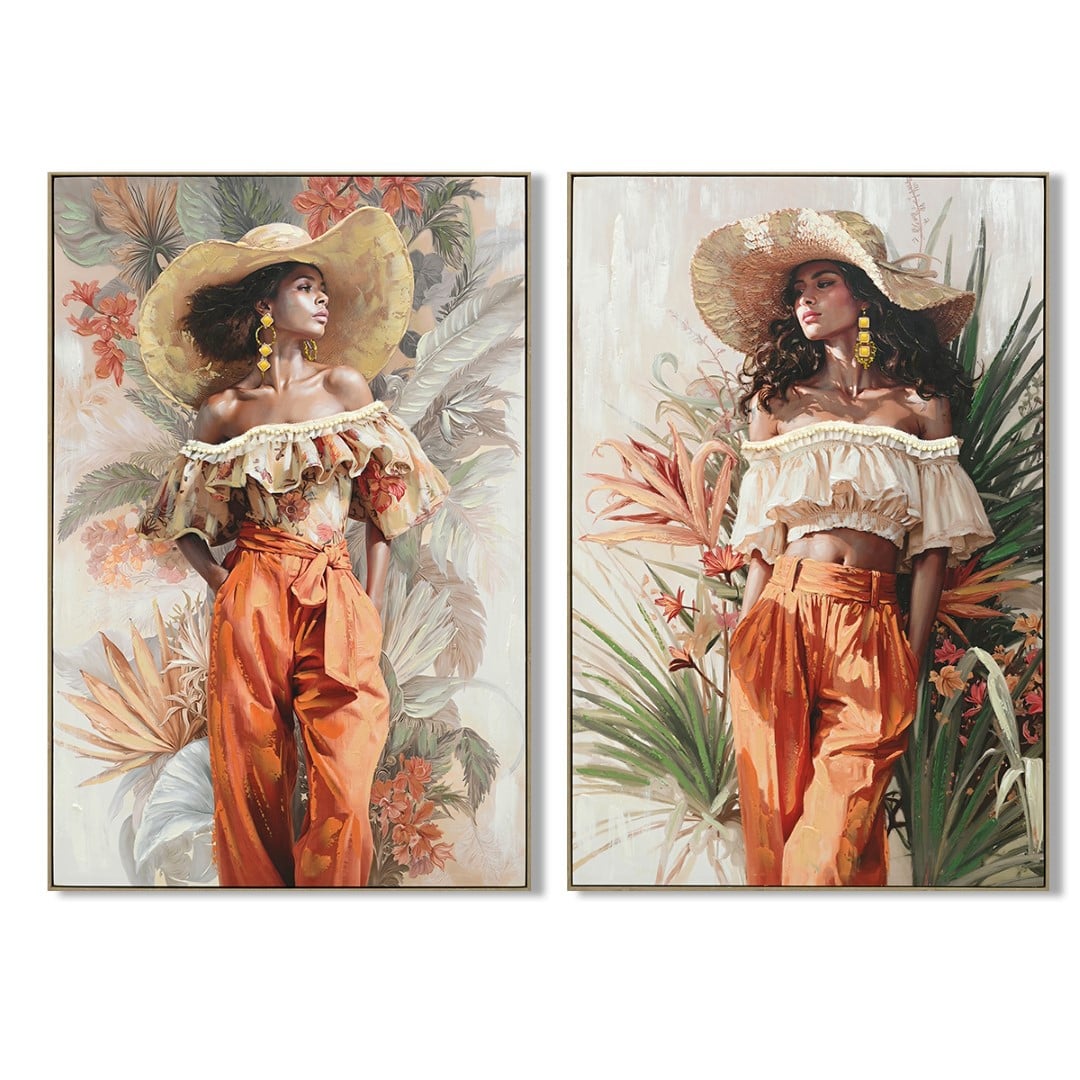 CUADRO LIENZO PS 82X4X122 CHICA SOMBRERO 2 SURT.