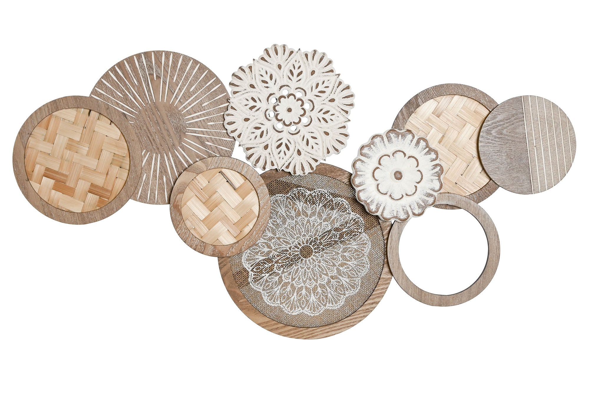DECORACION PARED MDF 84X4,5X44,5 CIRCULOS NATURAL