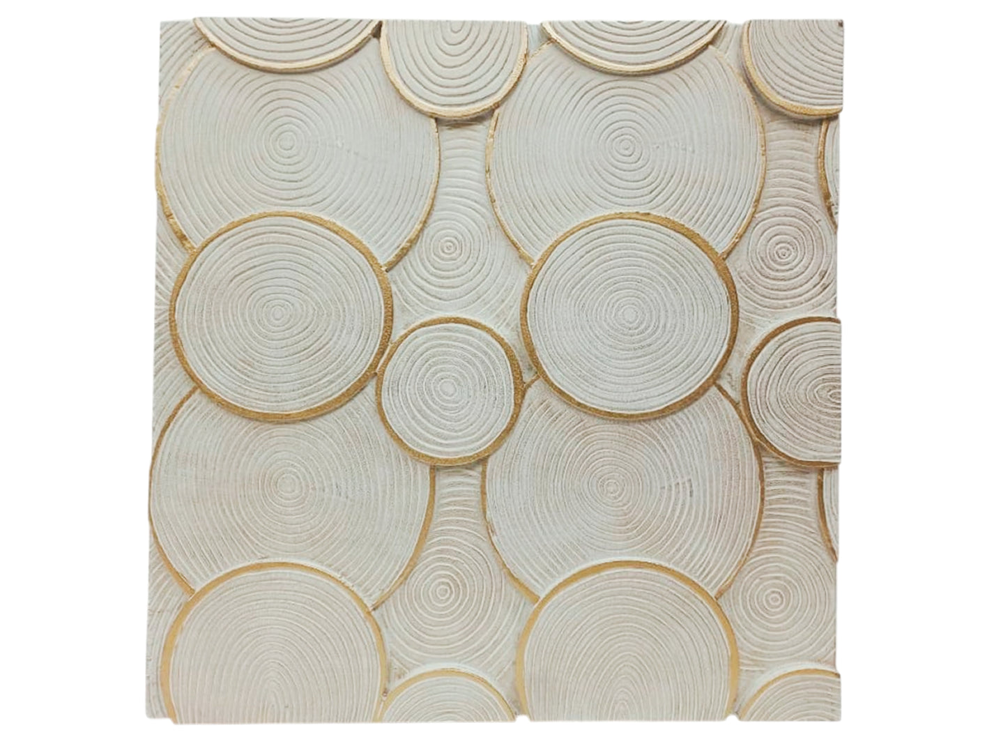 DECORACION PARED MDF 90X3,4X90 CIRCULOS BLANCO