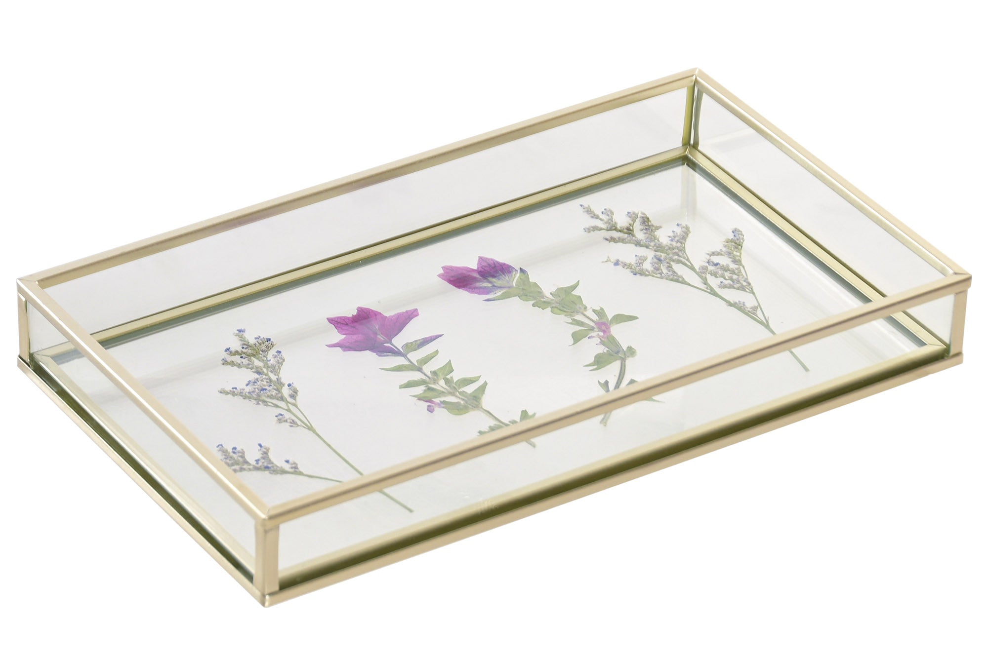 BANDEJA DECORACION CRISTAL METAL 24X14X3