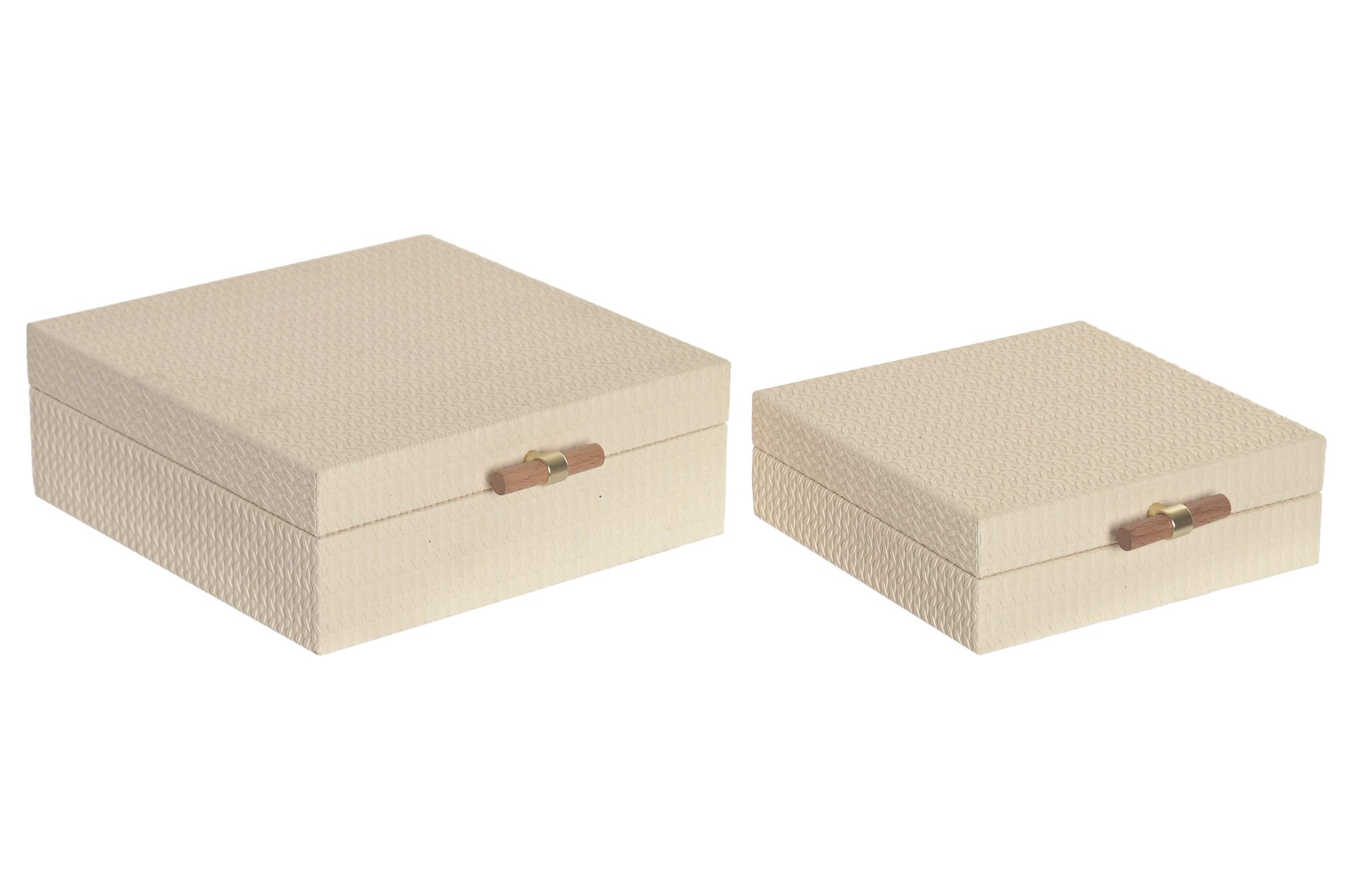 CAJA SET 2 MADERA PU 25X25X10 BEIGE