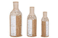 JARRON SET 3 FIBRA METAL 26X26X72 NATURAL MARRON