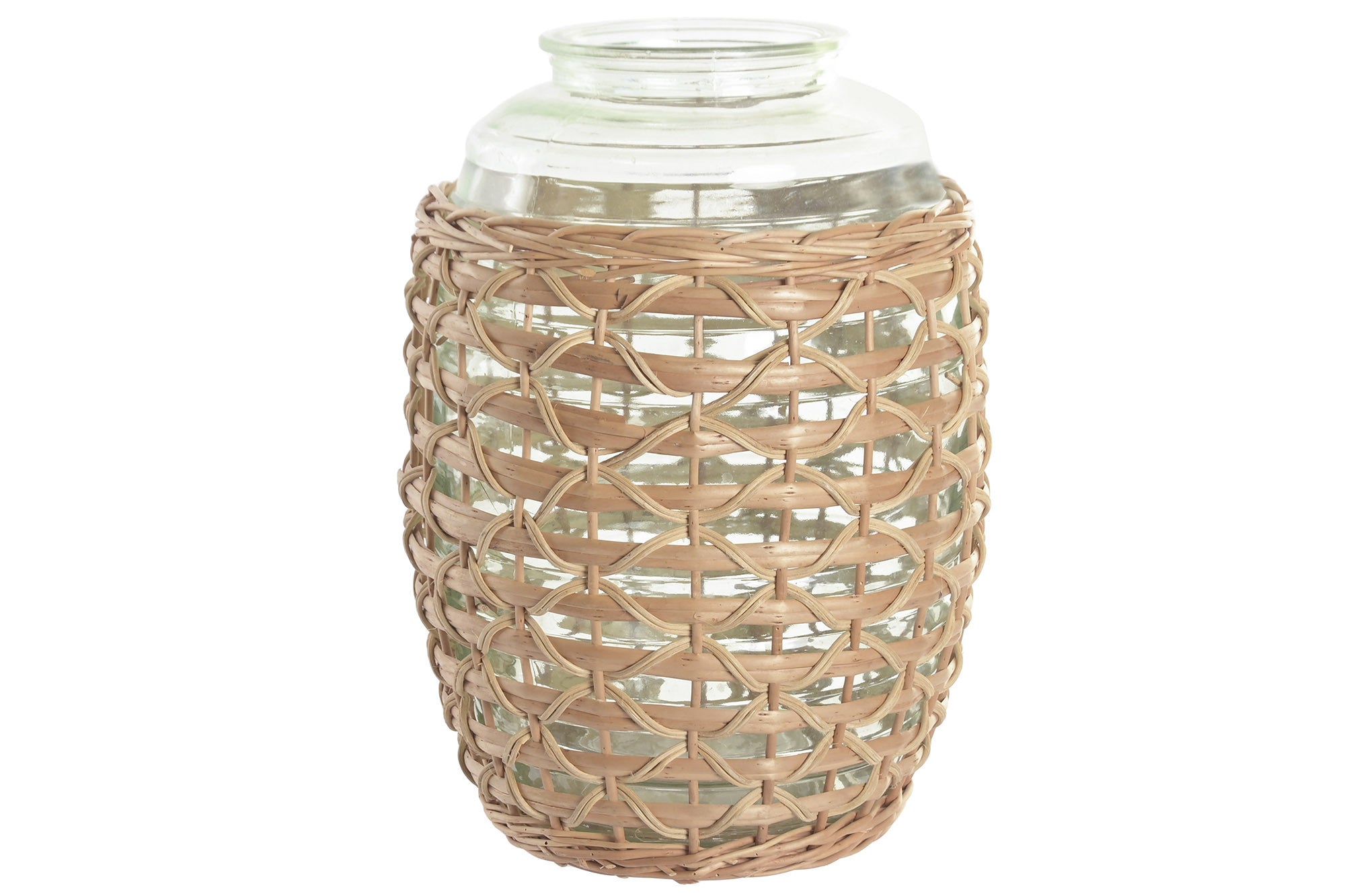 JARRON CRISTAL MIMBRE 31X31X43 NATURAL VERDE