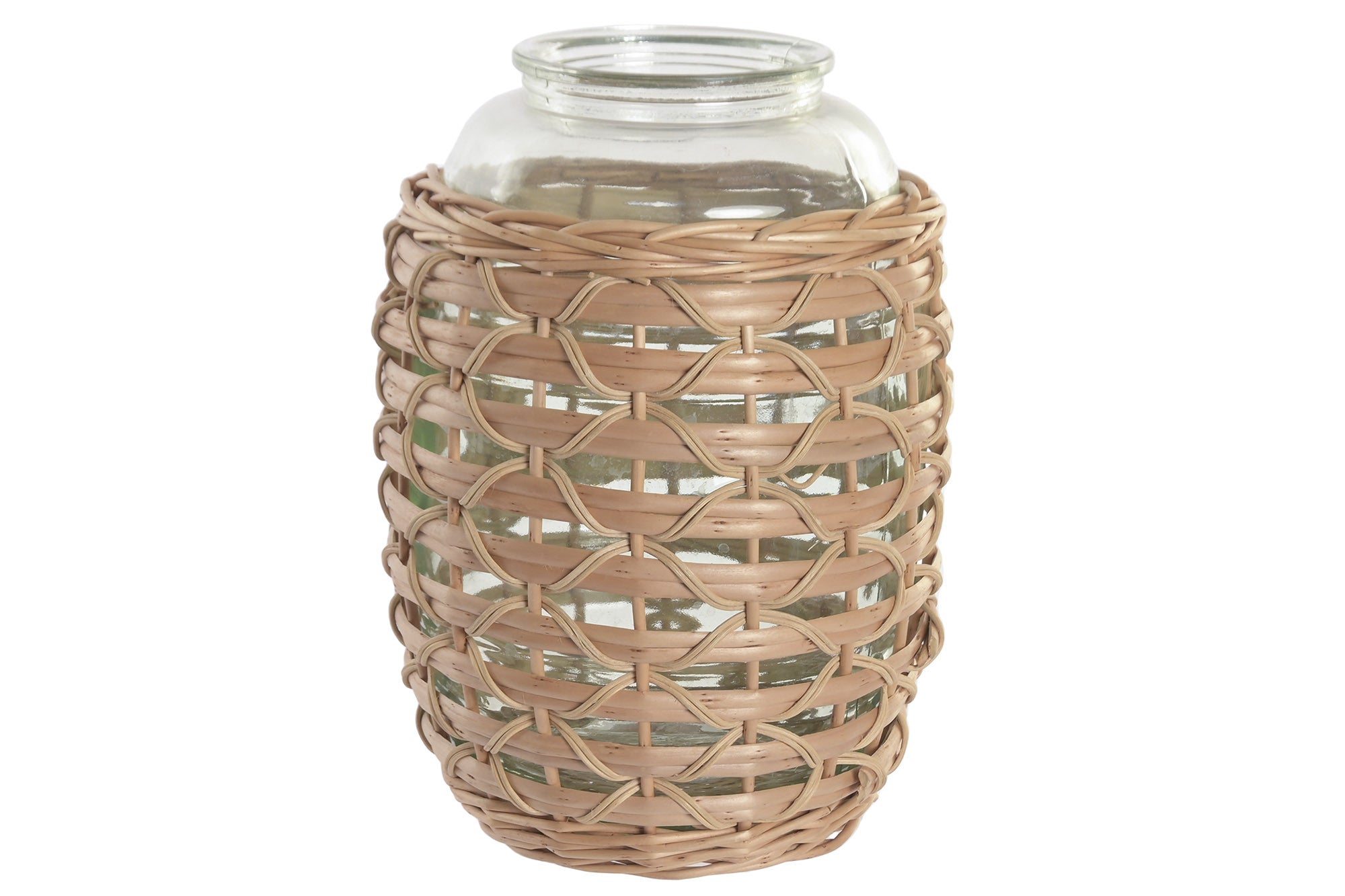 JARRON CRISTAL MIMBRE 22X22X28 NATURAL VERDE