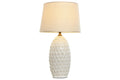 LAMPARA SOBREMESA PORCELANA ALGODON 36X36X64 HOJAS