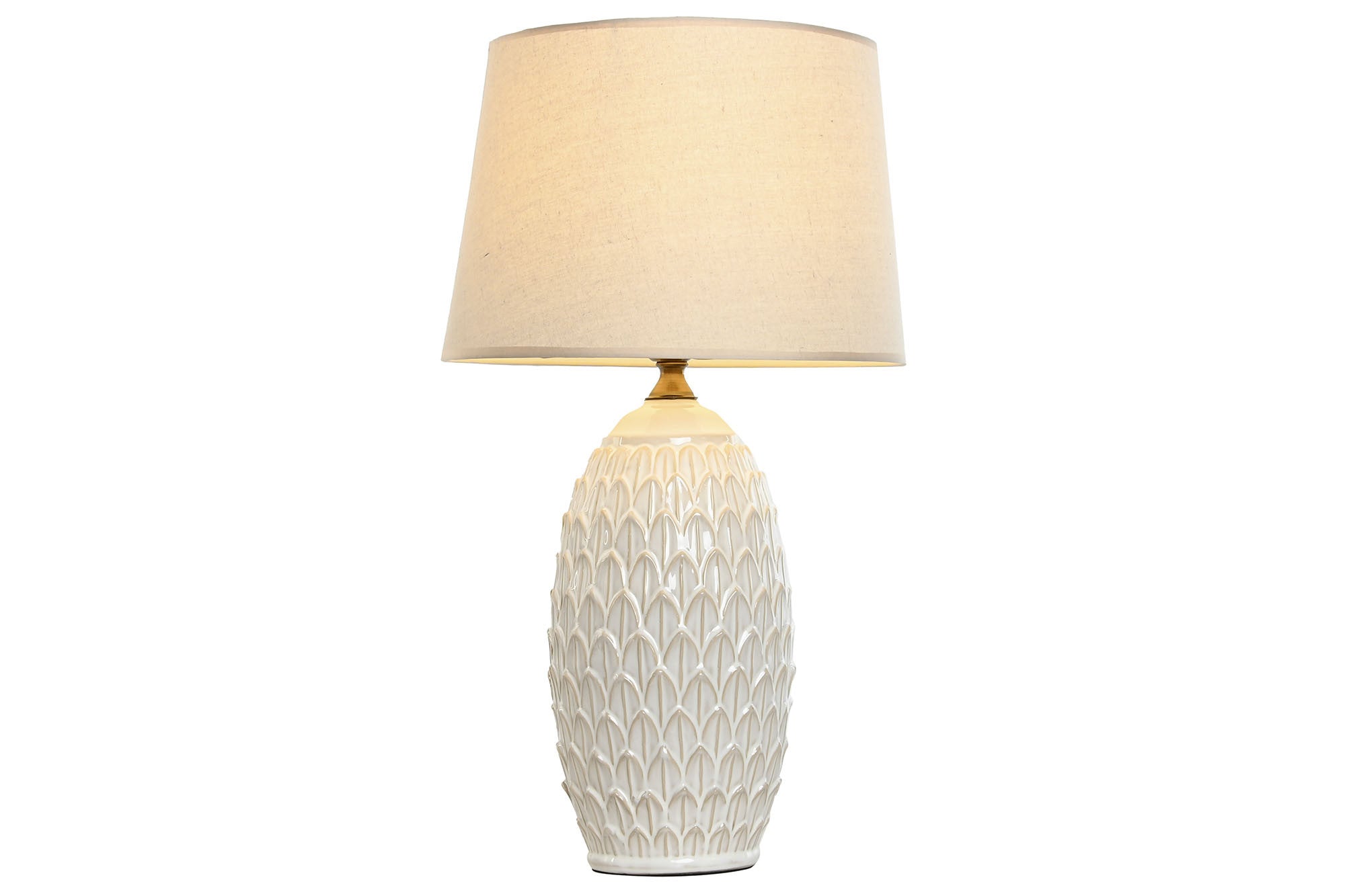 LAMPARA SOBREMESA PORCELANA ALGODON 36X36X64 HOJAS
