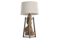 LAMPARA SOBREMESA TECA HIERRO 40X40X76