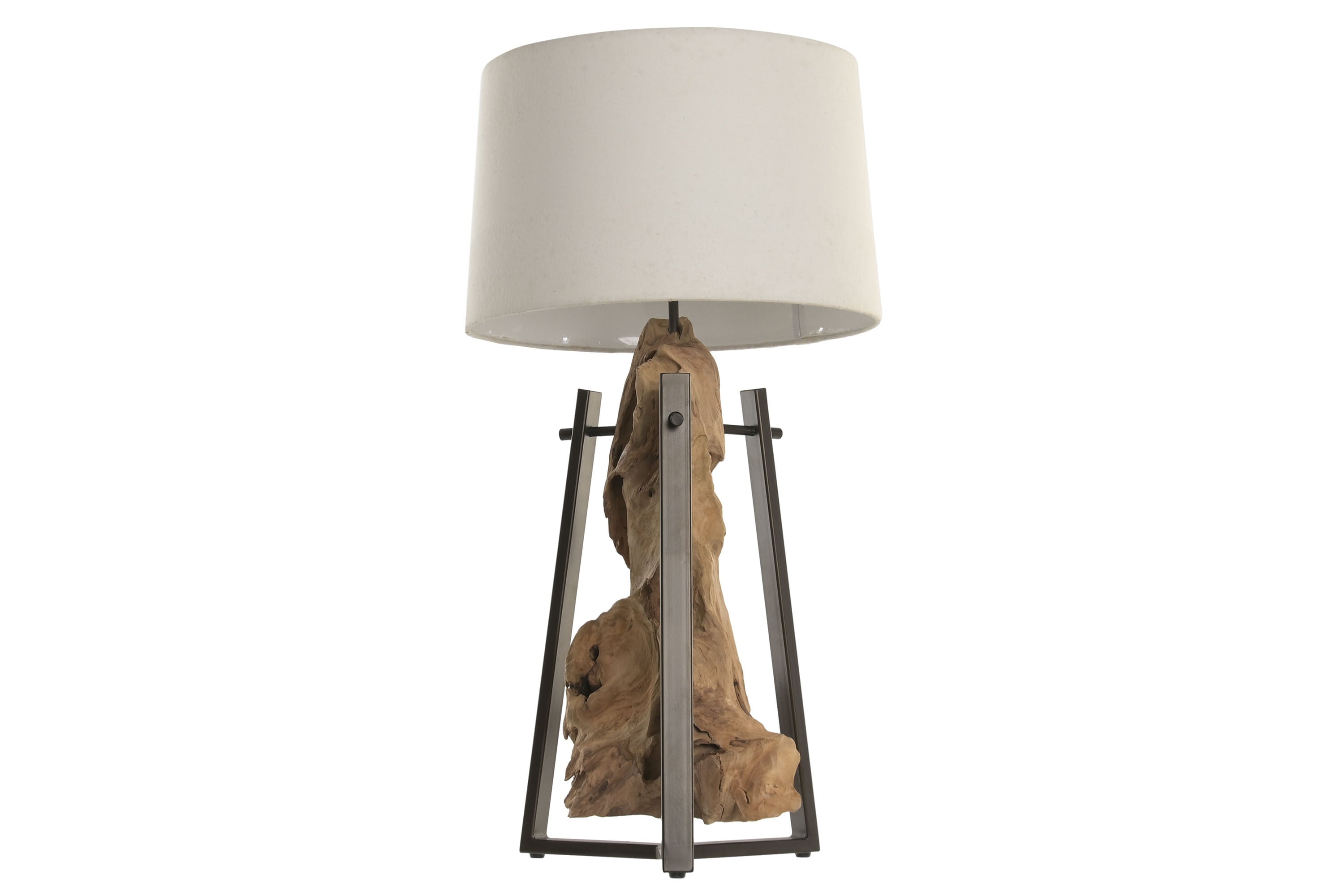 LAMPARA SOBREMESA TECA HIERRO 40X40X76
