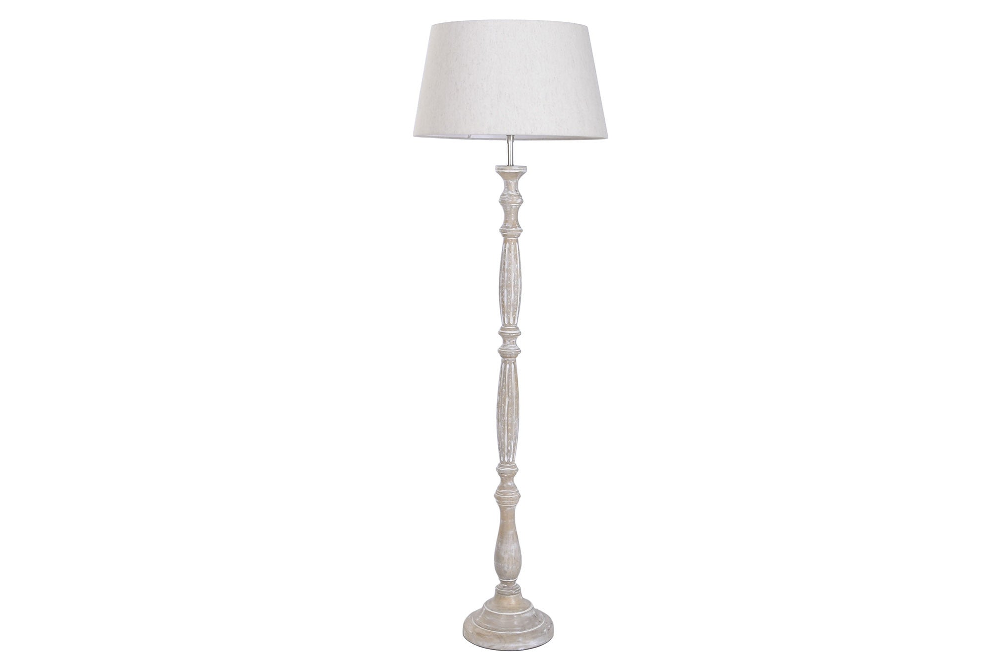 LAMPARA PIE MANGO LINO 40X40X165 DESGASTADO BLANCO