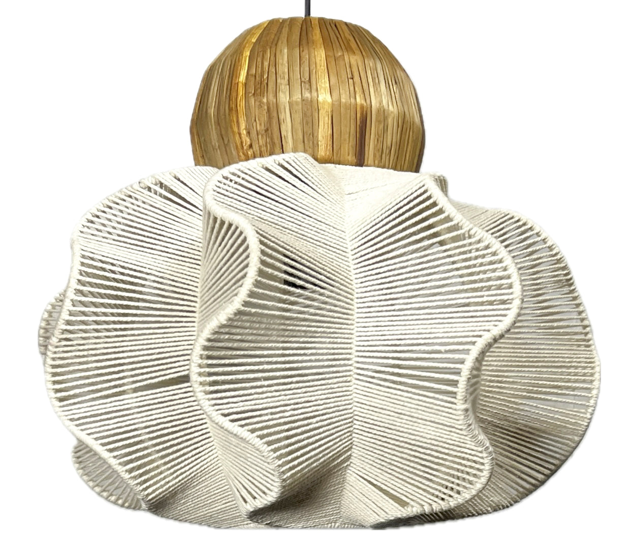 LAMPARA TECHO ALGODON FIBRA 30X30X30 BLANCO