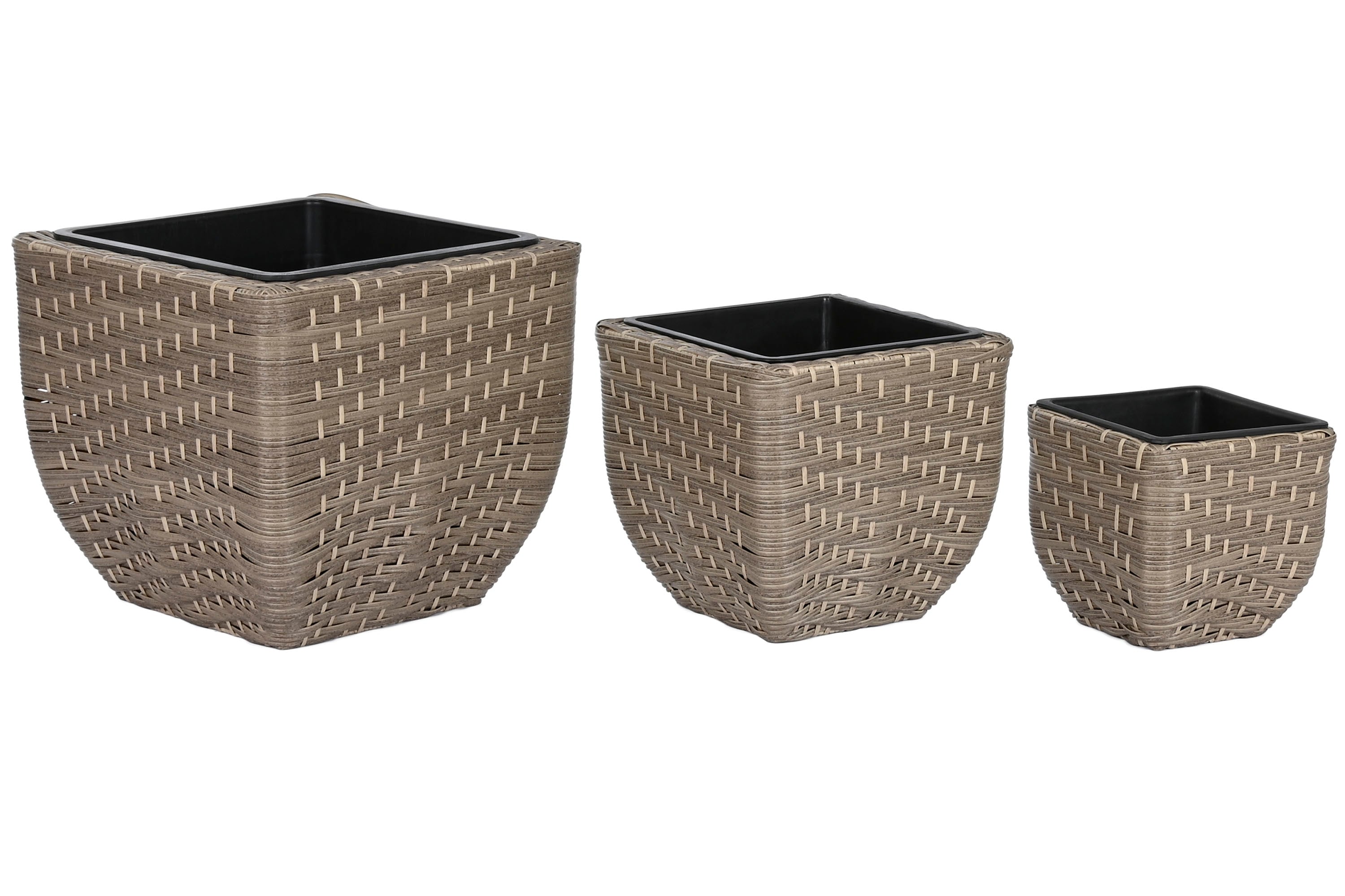 MACETERO SET 3 RATAN SINTETICO PP 40X40X36 NATURAL