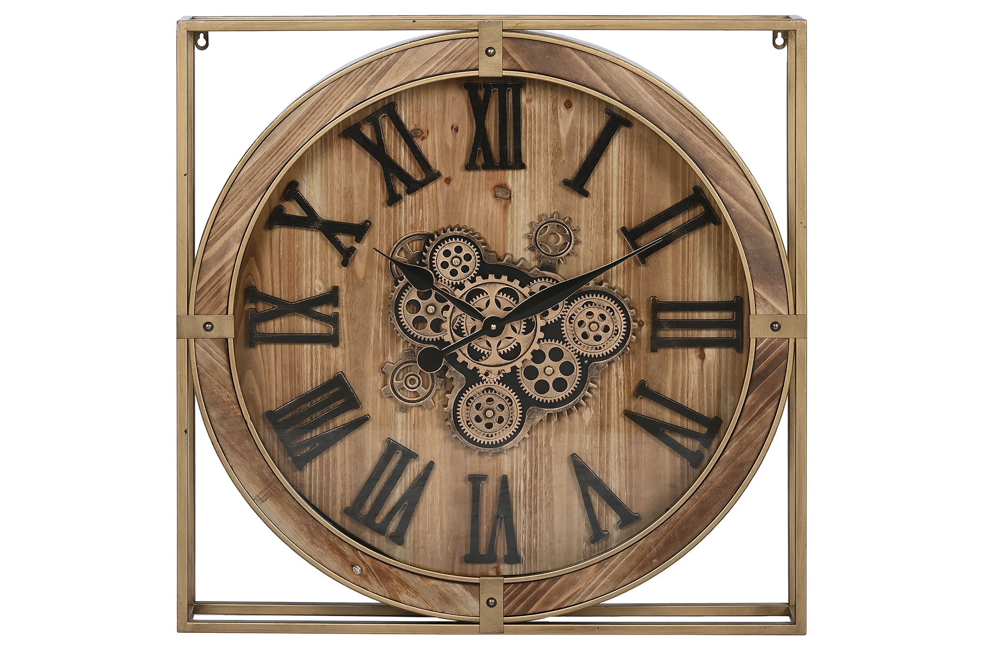 RELOJ PARED HIERRO MDF 72X10X72 DORADO DORADO